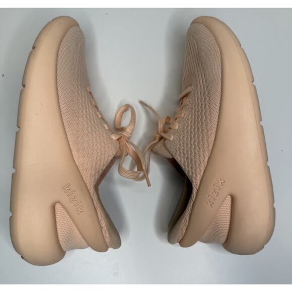 Kizik Roamer Hands-Free Sneaker Unisex Womens 8.5 Mens 7 Peach Knit Low Tie Up - Picture 6 of 9